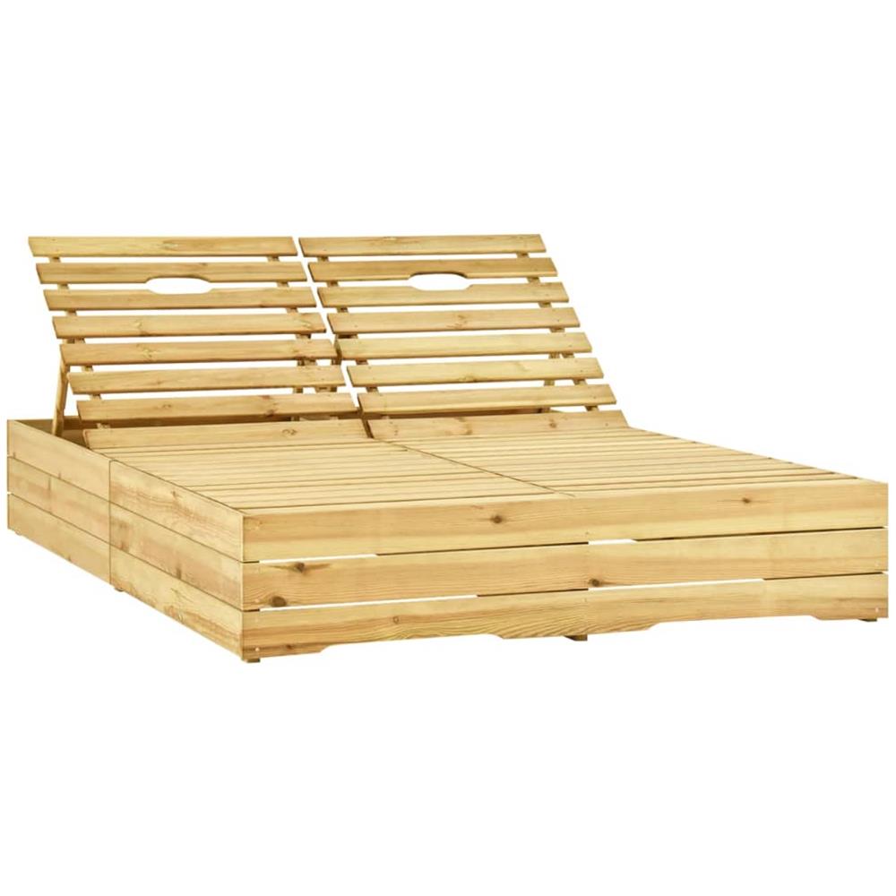 Lettino Prendisole Doppio con Cuscini Crema in Pino Impregnato - Foto 2