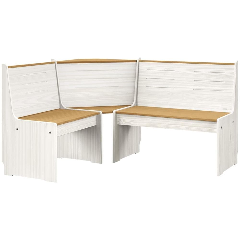 Panca Angolare REINE 151 cm in Legno di Pino ambra e Bianco - Foto 1