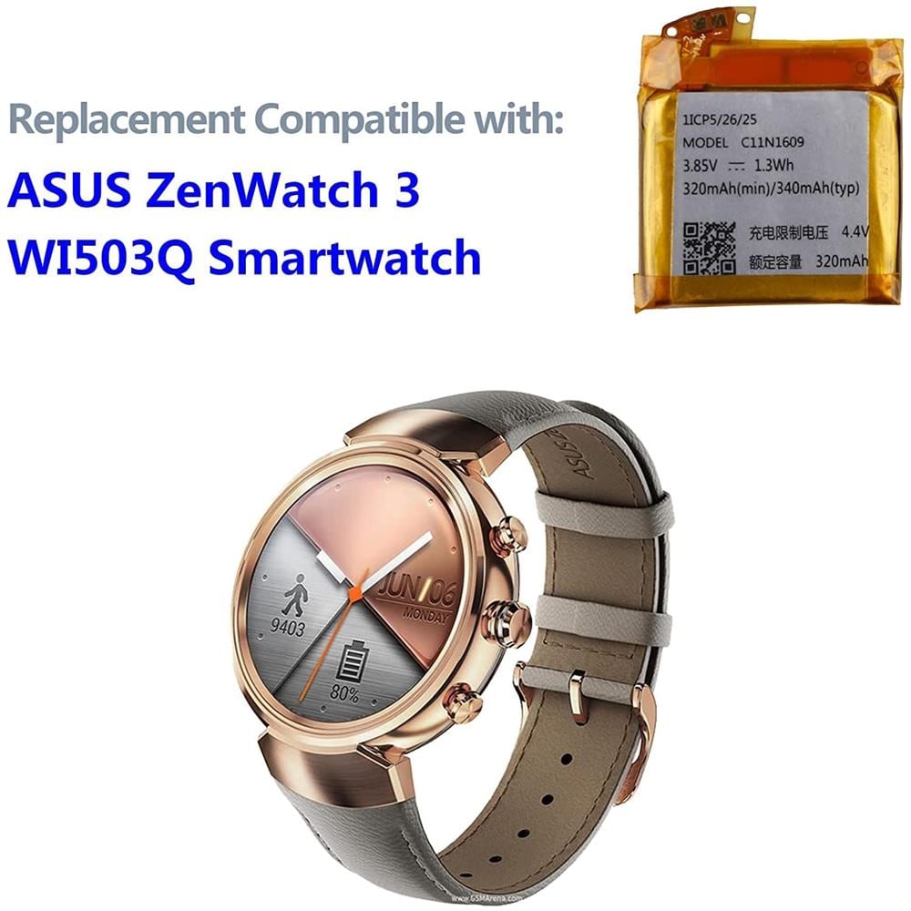 Batteria Di Ricambio Compatibile Con Asus Zenwatch 3 (wi503q) Smartwatch C11n1609 Con Kit Di Attrezzi - Foto 3