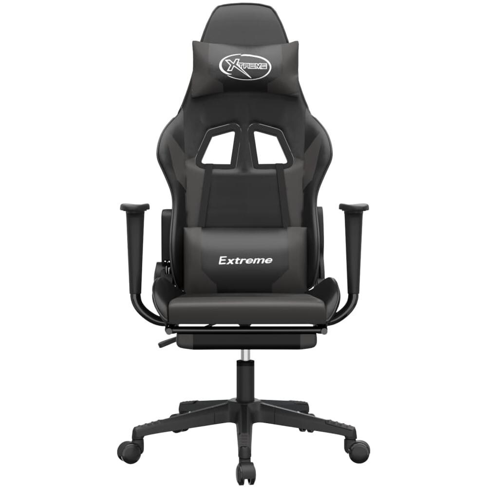 Sedia Da Gaming Con Poggiapiedi Nero E Grigio In Similpelle - Foto 2