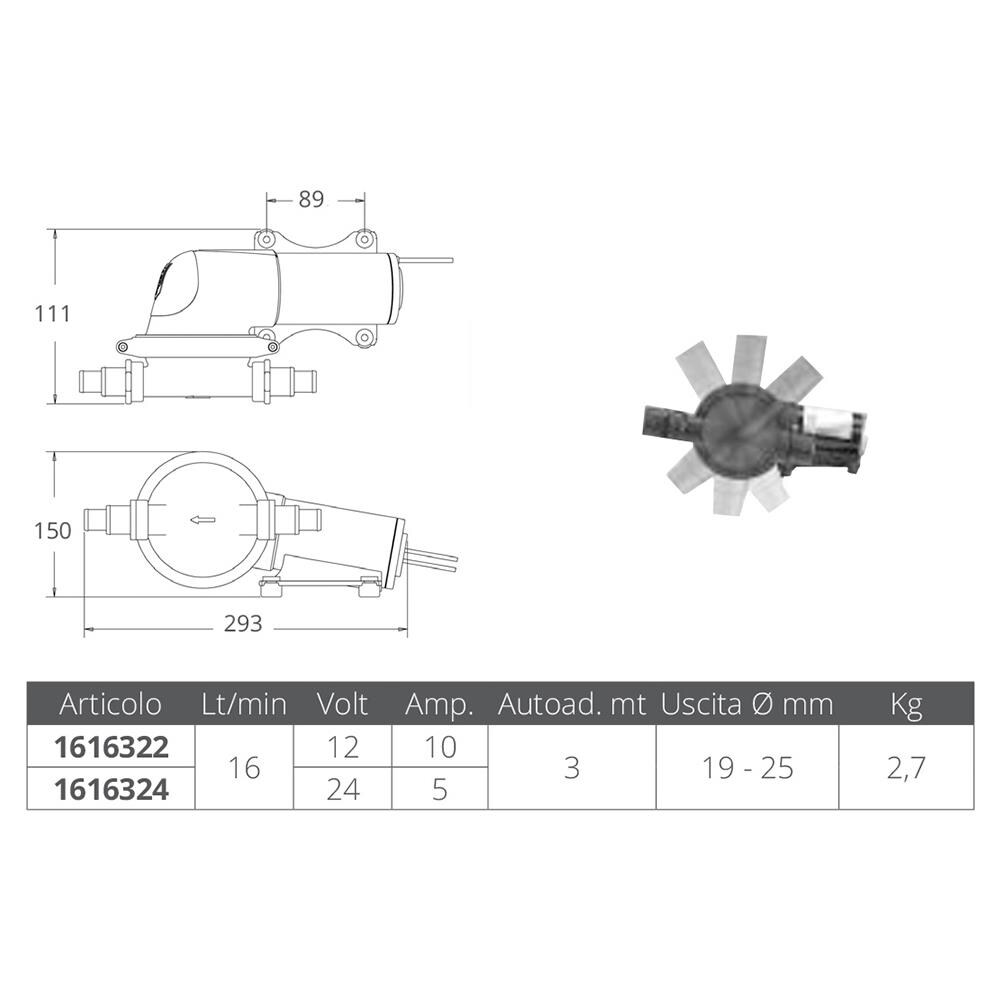 Pompa A Membrana Molto Silenziosa Con Testa Girevole A 360 Per Molteplici Possibilità Di Installazione. Può Lavorare A Secco Senza Danneggiarsi. Conforme Iso 8849 - Foto 2