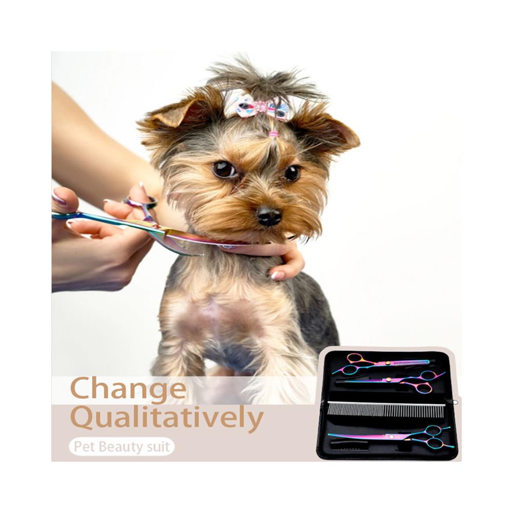 Set Forbici Professionali Per Animali Domestici 4 Pezzi Multicolore - Foto 2