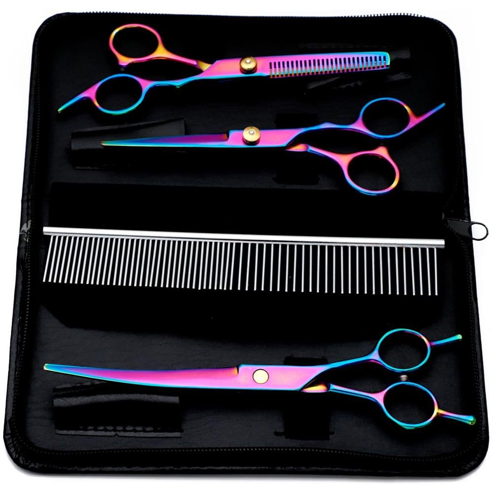 Set Forbici Professionali Per Animali Domestici 4 Pezzi Multicolore - Foto 3