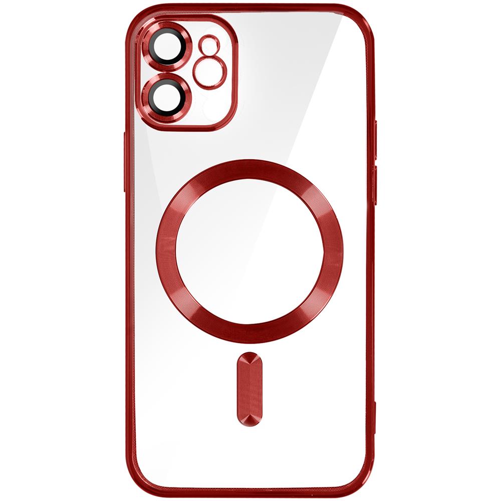 Cover Magsafe Per Iphone 11 Silicone Protezione Fotocamera Bordo Cromato Rosso - Foto 1