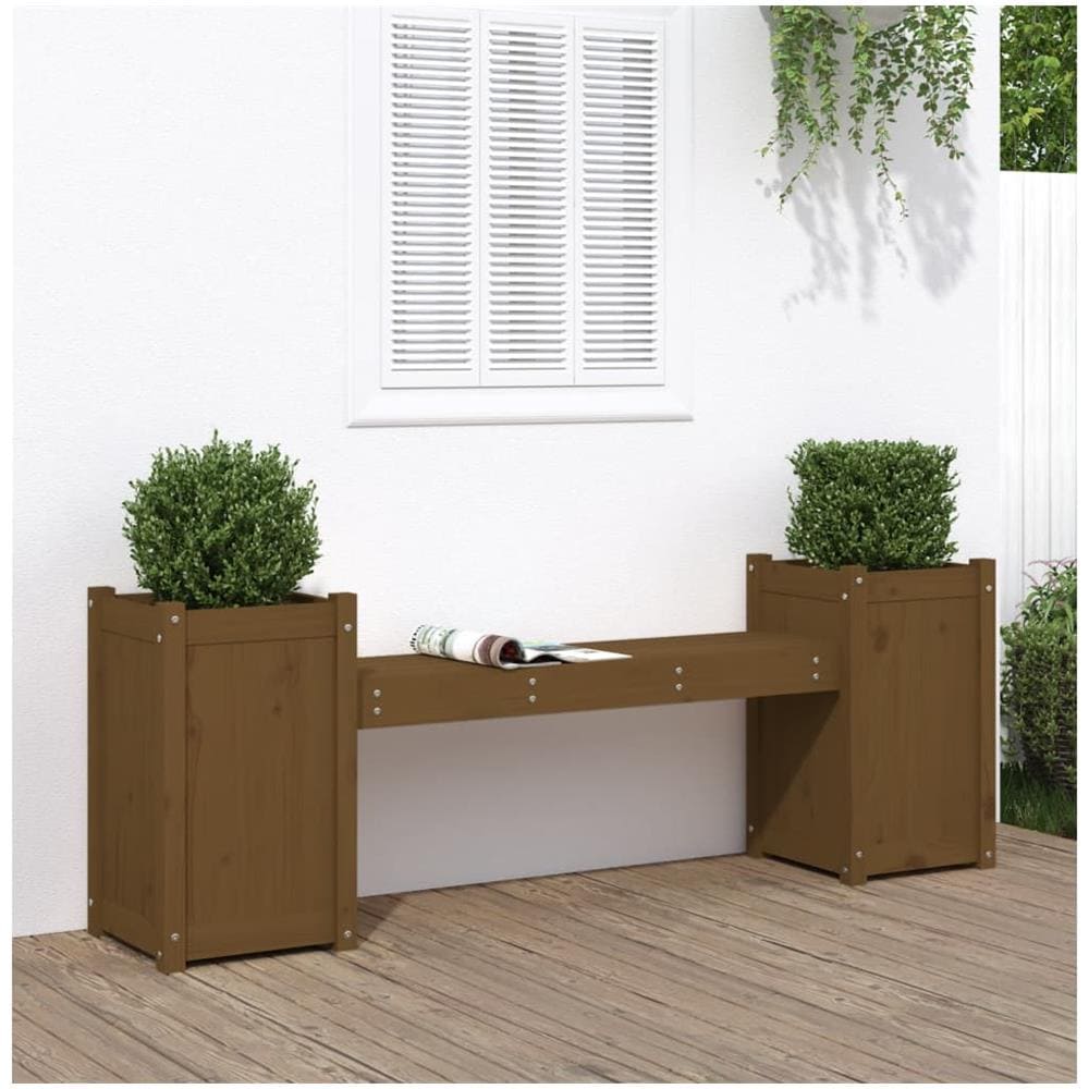 Panchina Fioriera Miele 180x36x63 cm Legno Massello Pino - Foto 1