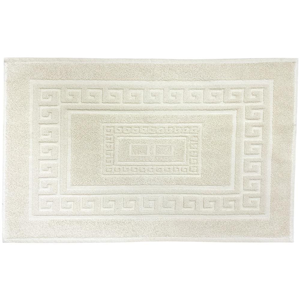 Tappeto Bagno Doccia Spugna Tinta Unita Torino Tappetino Super Assorbente In Cotone Pelo Corto Con Greca 60x120 Panna - Foto 1