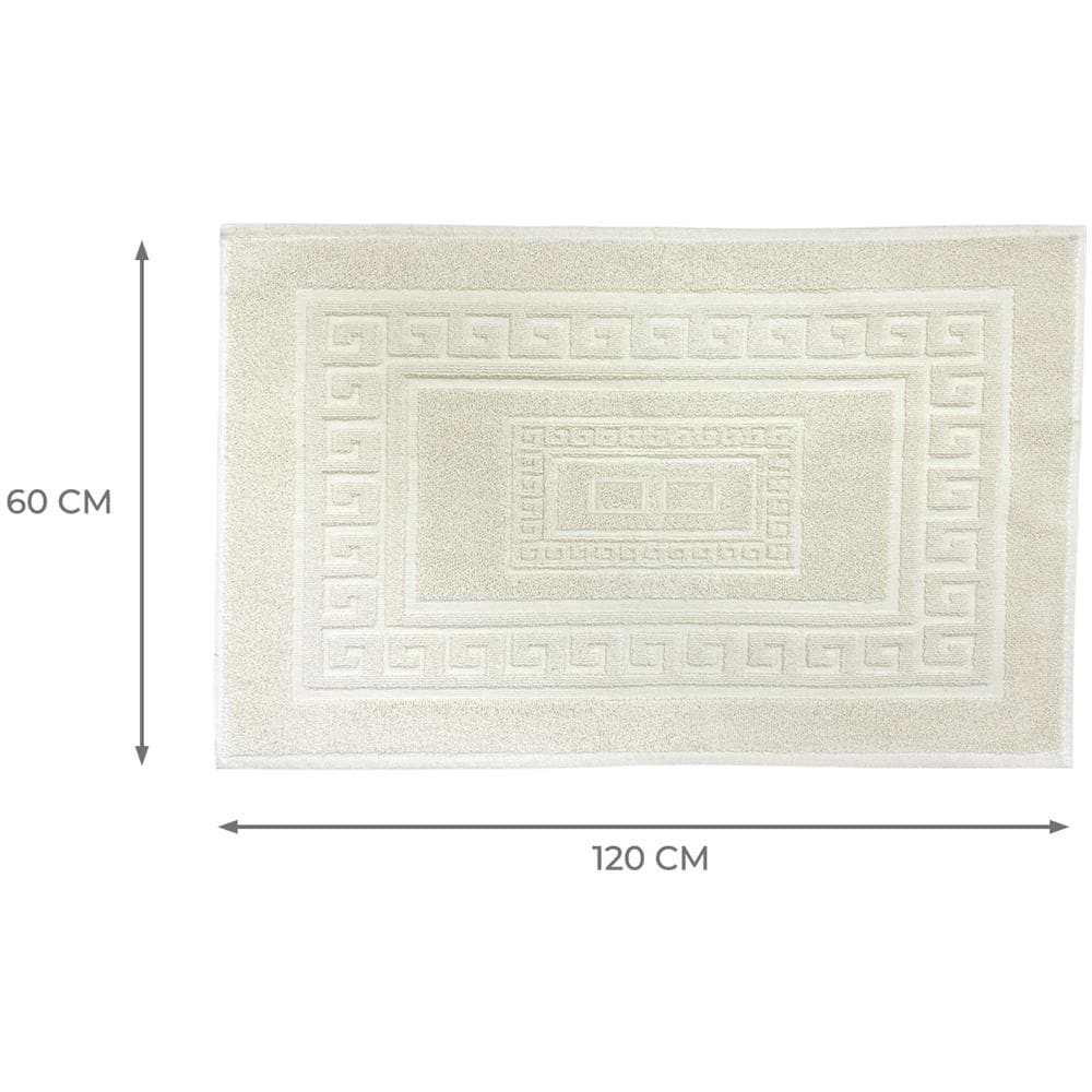 Tappeto Bagno Doccia Spugna Tinta Unita Torino Tappetino Super Assorbente In Cotone Pelo Corto Con Greca 60x120 Panna - Foto 5