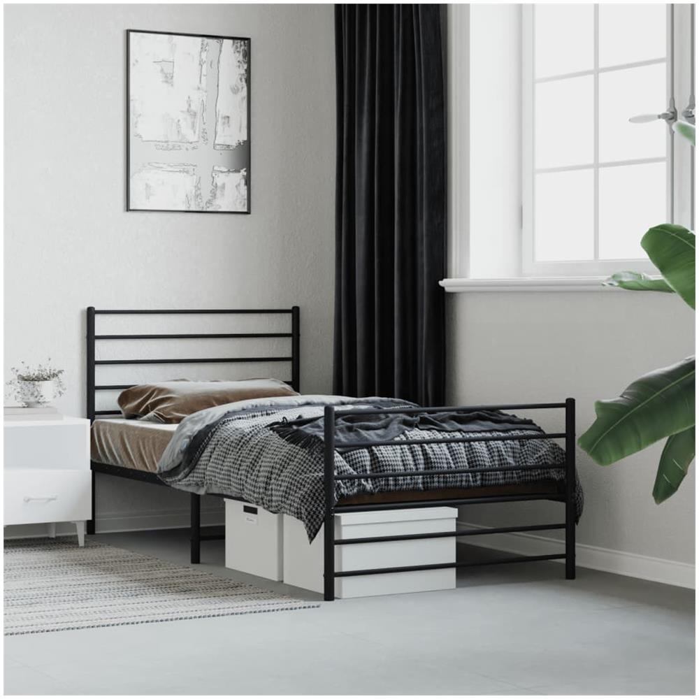 Giroletto Con Testiera E Pediera Metallo Nero 107x203 Cm - Foto 2