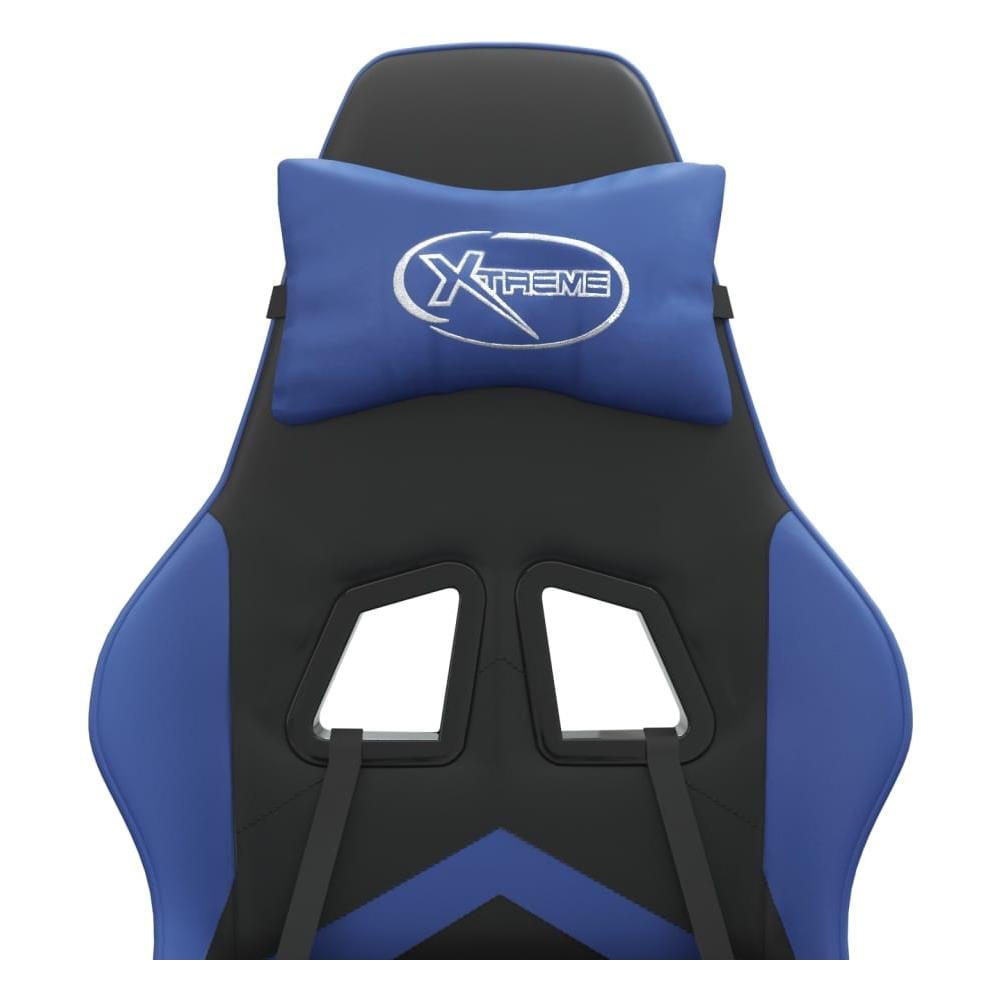 Sedia da Gaming Girevole con Poggiapiedi Nero e Blu Similpelle - Foto 8