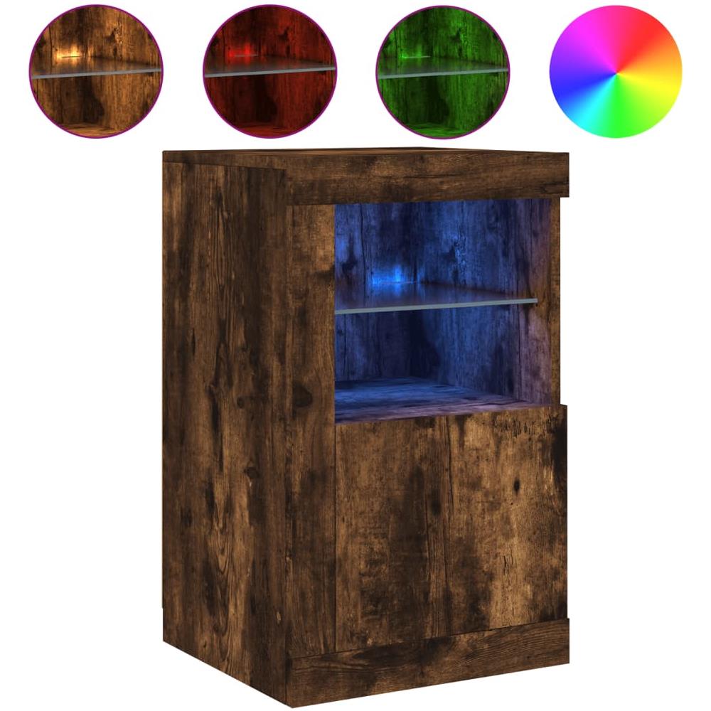 Armadietto Con Luci Led Rovere Fumo In Legno Multistrato - Foto 2