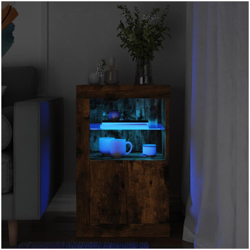Armadietto Con Luci Led Rovere Fumo In Legno Multistrato - Foto 1