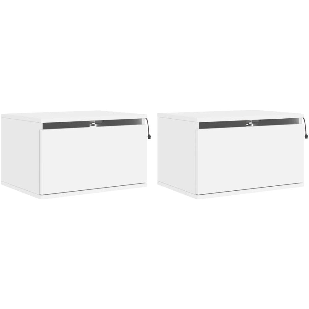 Comodini A Parete Con Luci Led 2 Pz Bianchi - Foto 2