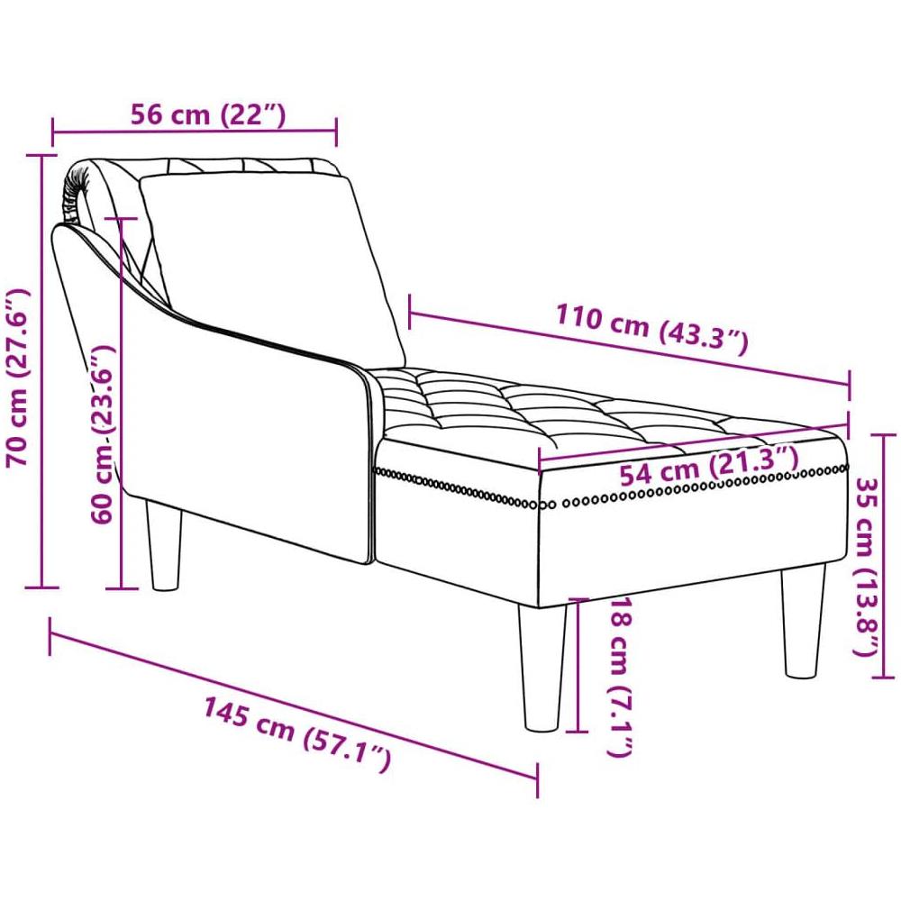 Sdraio con Cuscino e Bracciolo Destro in Velluto Nero - Foto 9