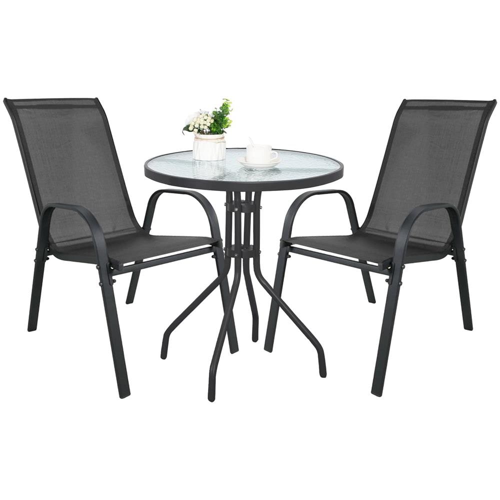 Set da tavolo rotondo da giardino ISLAND con 2 sedie SOFIA - Grigio x2 - Foto 1