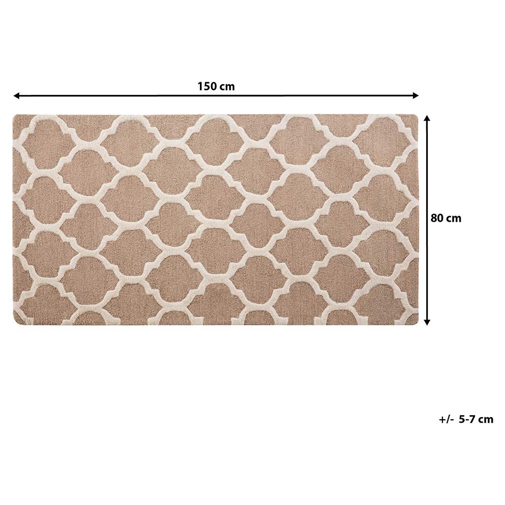 Tappeto In Lana E Cotone Beige - Tappeto Moderno Di Design - 80x150cm - Erbaa - Foto 2