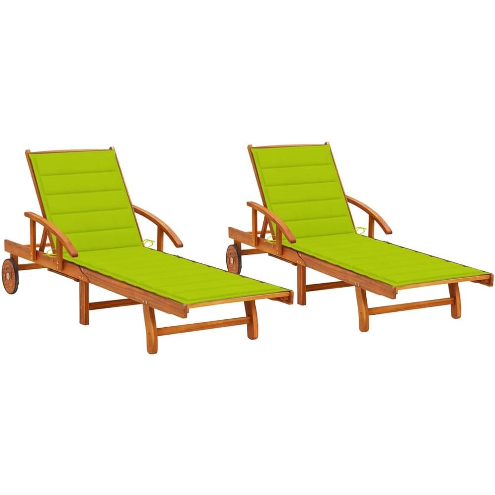 Sdraio 2 pz con Cuscini in Legno Massello di Acacia - Foto 1