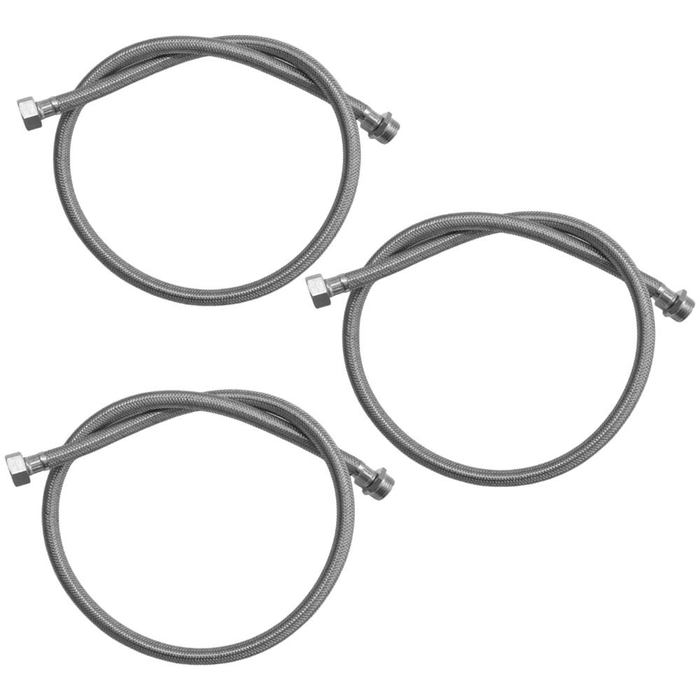 3 Pezzi Flessibile Acciaio Inox Maschio Femmina 1/2 Pollice Lunghezza Cm 100 - Foto 1