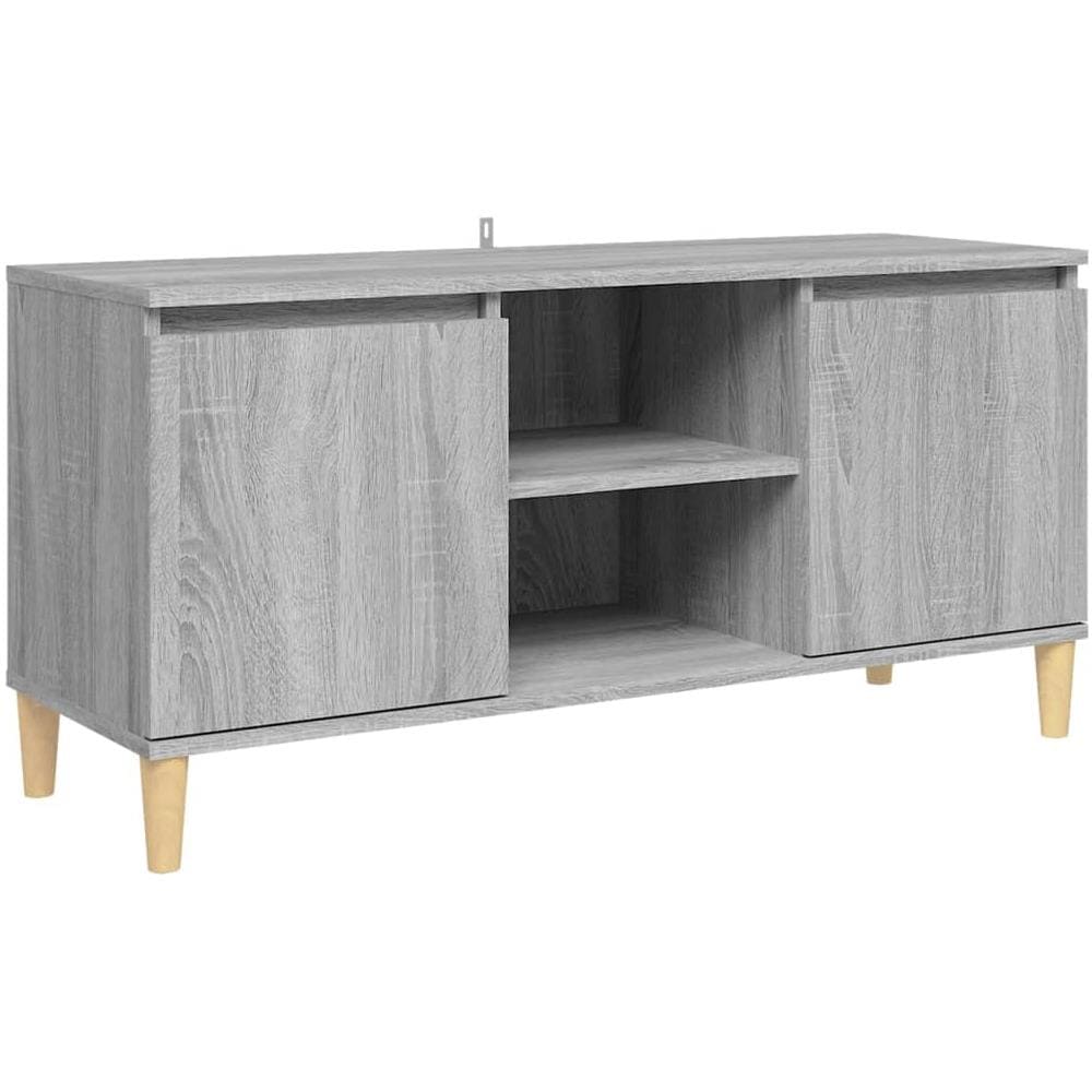 Mobile TV Gambe in Legno Massello Grigio Sonoma 103,5x35x50 cm - Foto 2