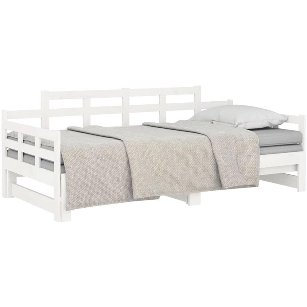 Dormeuse Estraibile Bianca Legno Massello Di Pino 2x (90x190) Cm - Foto 3