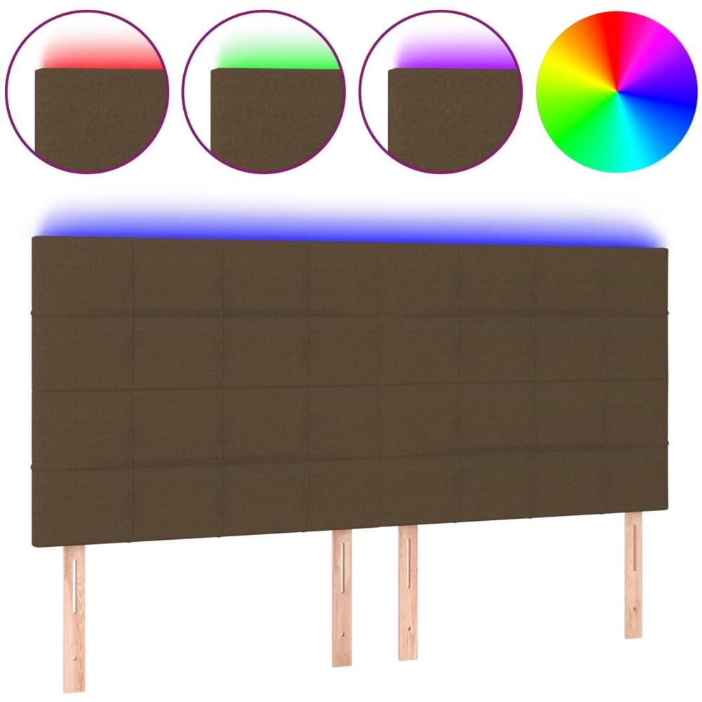 Testiera A Led Marrone Scuro 180x5x118/128 Cm In Tessuto - Foto 2