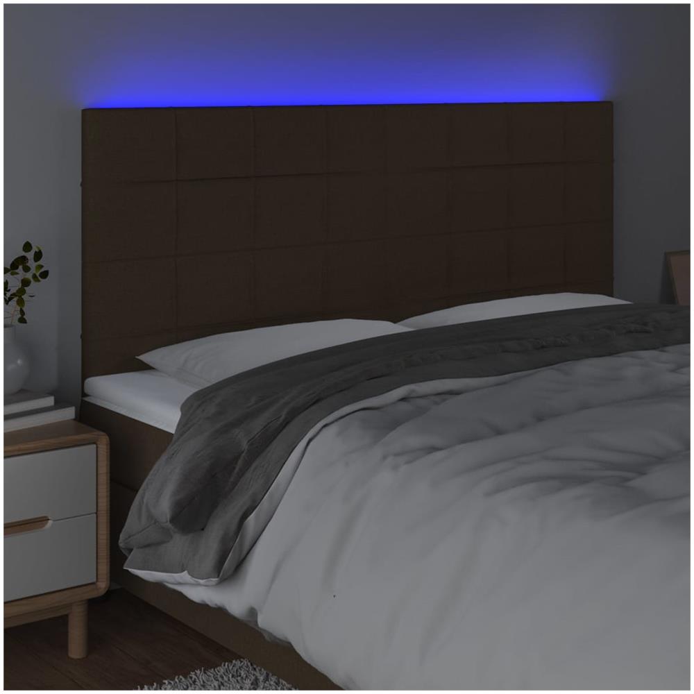 Testiera A Led Marrone Scuro 180x5x118/128 Cm In Tessuto - Foto 3