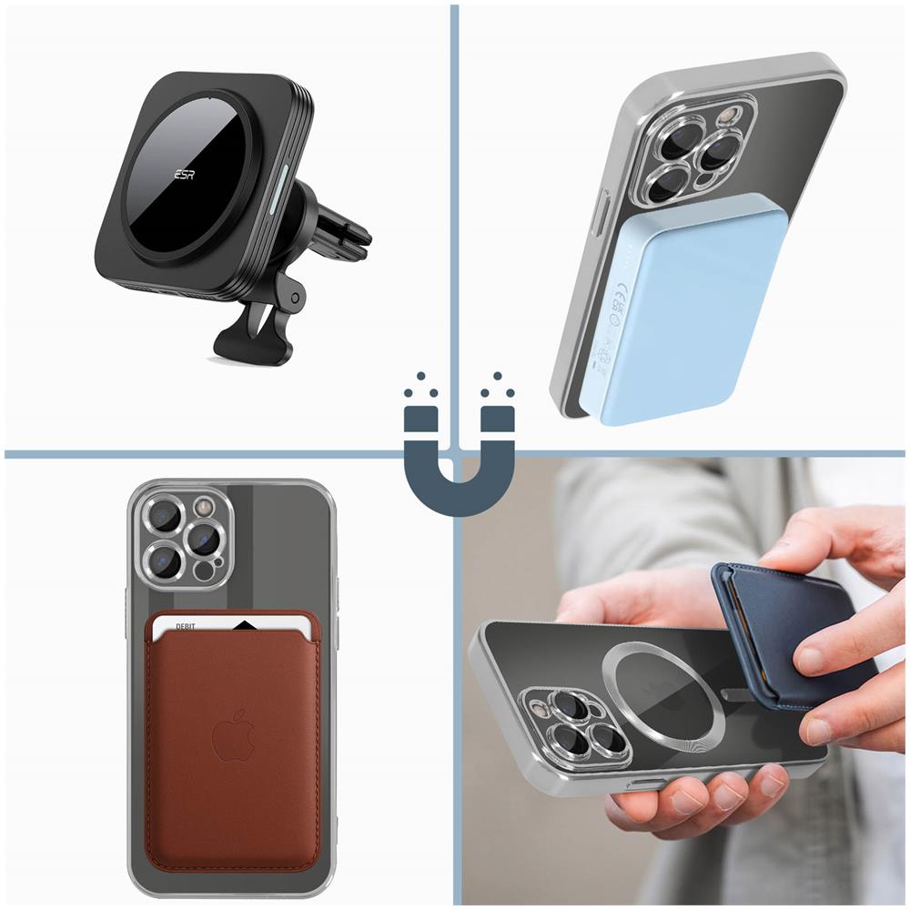 Cover Magsafe Per Iphone 13 Pro Max Silicone Protezione Fotocamera Bordo Argento - Foto 5