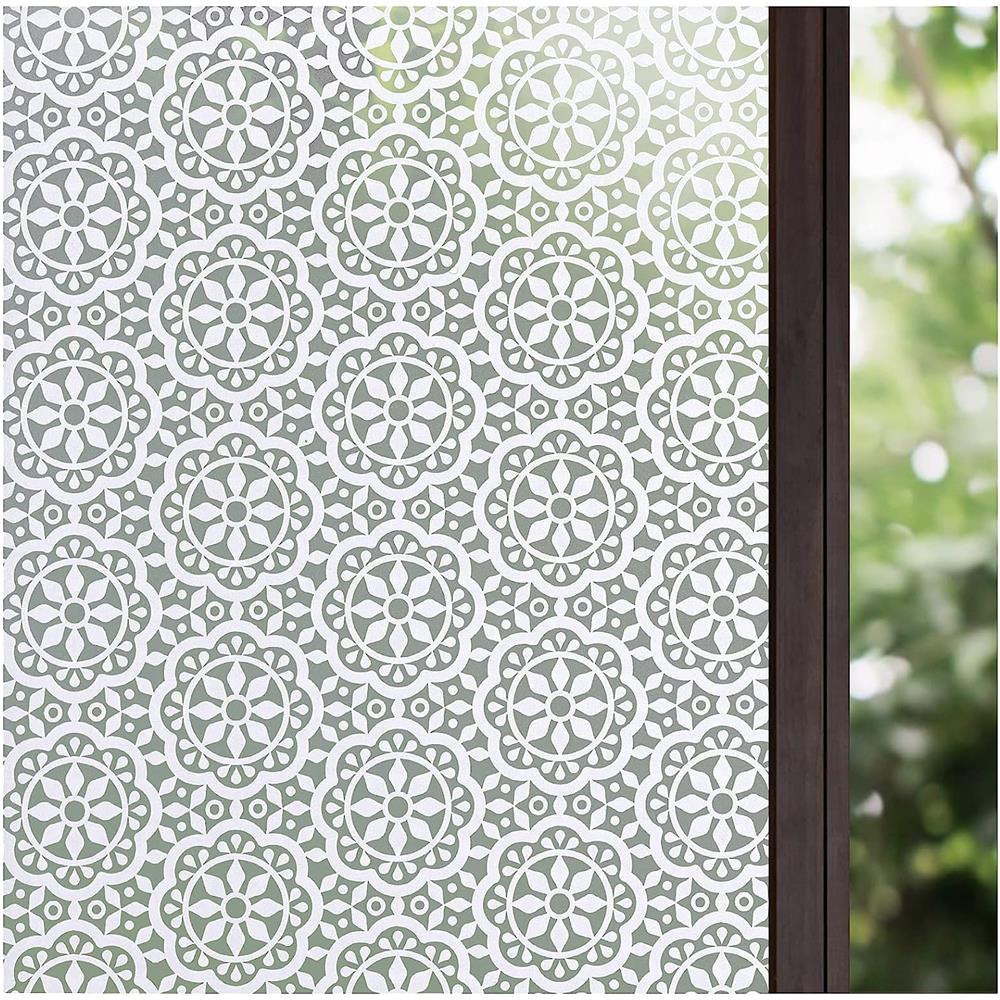 Pellicola Per Vetri Per La Protezione Della Privacy Motivo A Fiori Static Cling Bianco 44.5 X 400 Cm - Foto 1