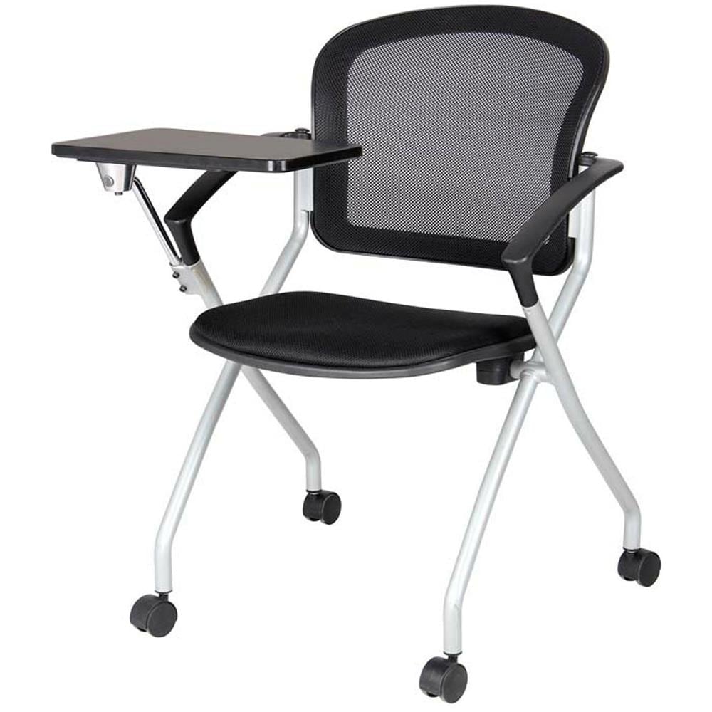 Sedia Da Ufficio Kalgoorlie, Sedia Sala Da Attesa Con Bracciolo E Tavoletta, Seduta Ergonomica Da Attesa, 61x49h84 Cm, Nero - Foto 1