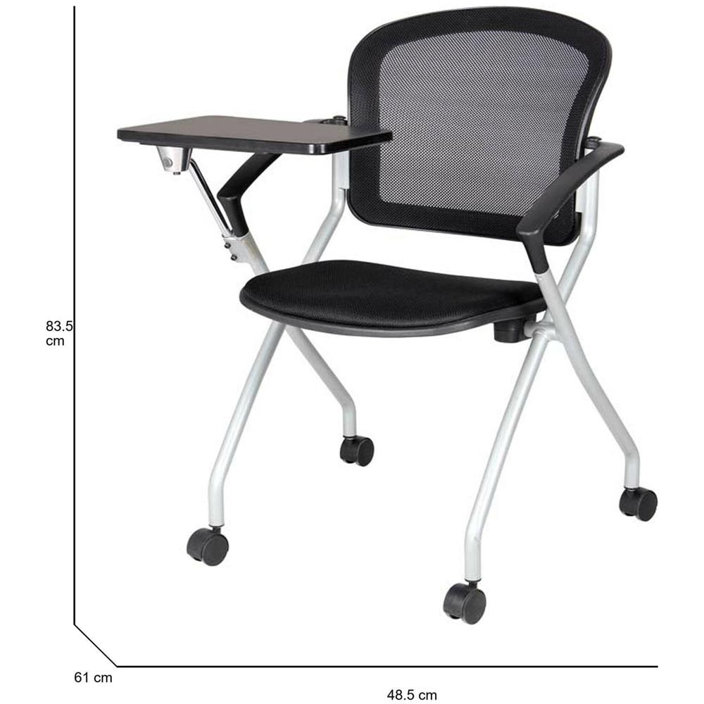 Sedia Da Ufficio Kalgoorlie, Sedia Sala Da Attesa Con Bracciolo E Tavoletta, Seduta Ergonomica Da Attesa, 61x49h84 Cm, Nero - Foto 2