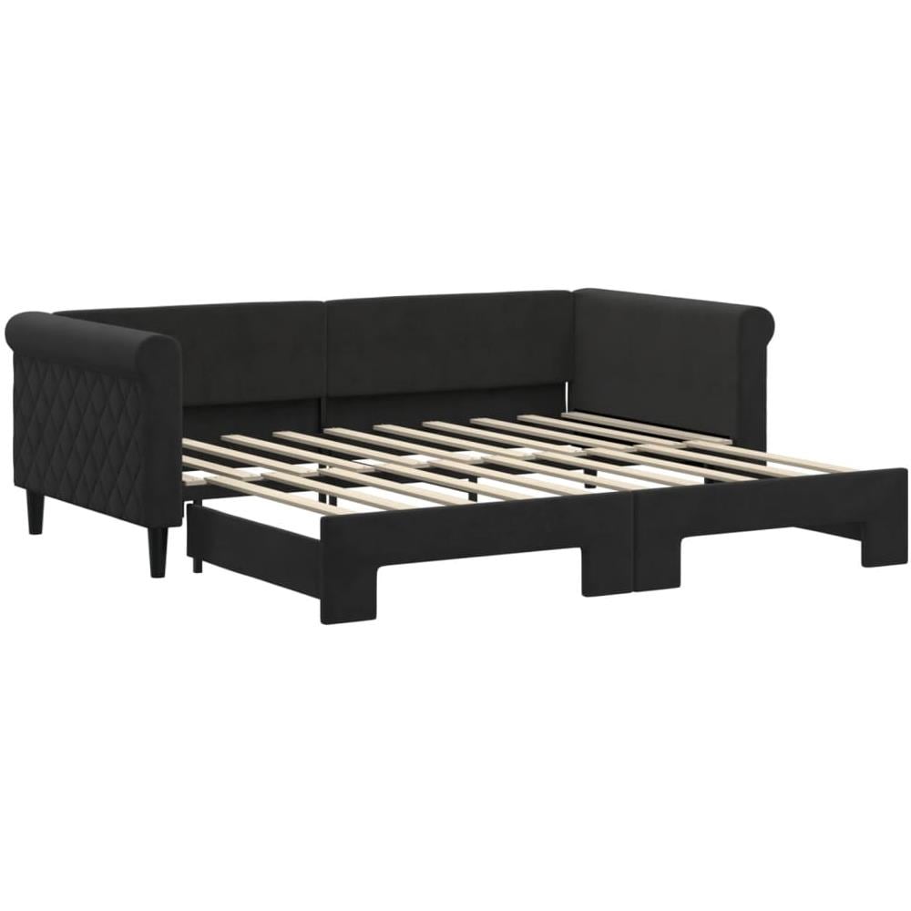 Divano Letto Con Letto Estraibile Nero 90x190 Cm In Velluto - Foto 2