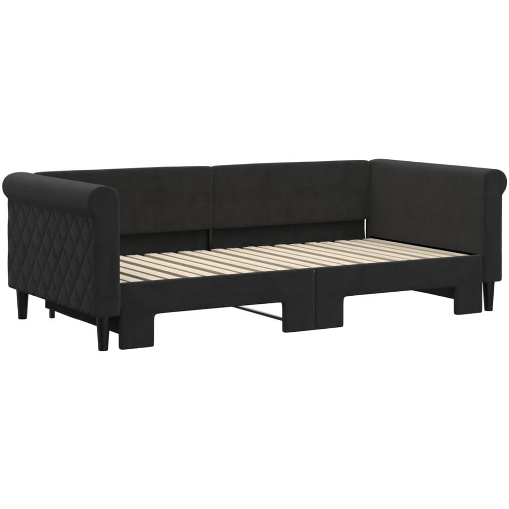 Divano Letto Con Letto Estraibile Nero 90x190 Cm In Velluto - Foto 3