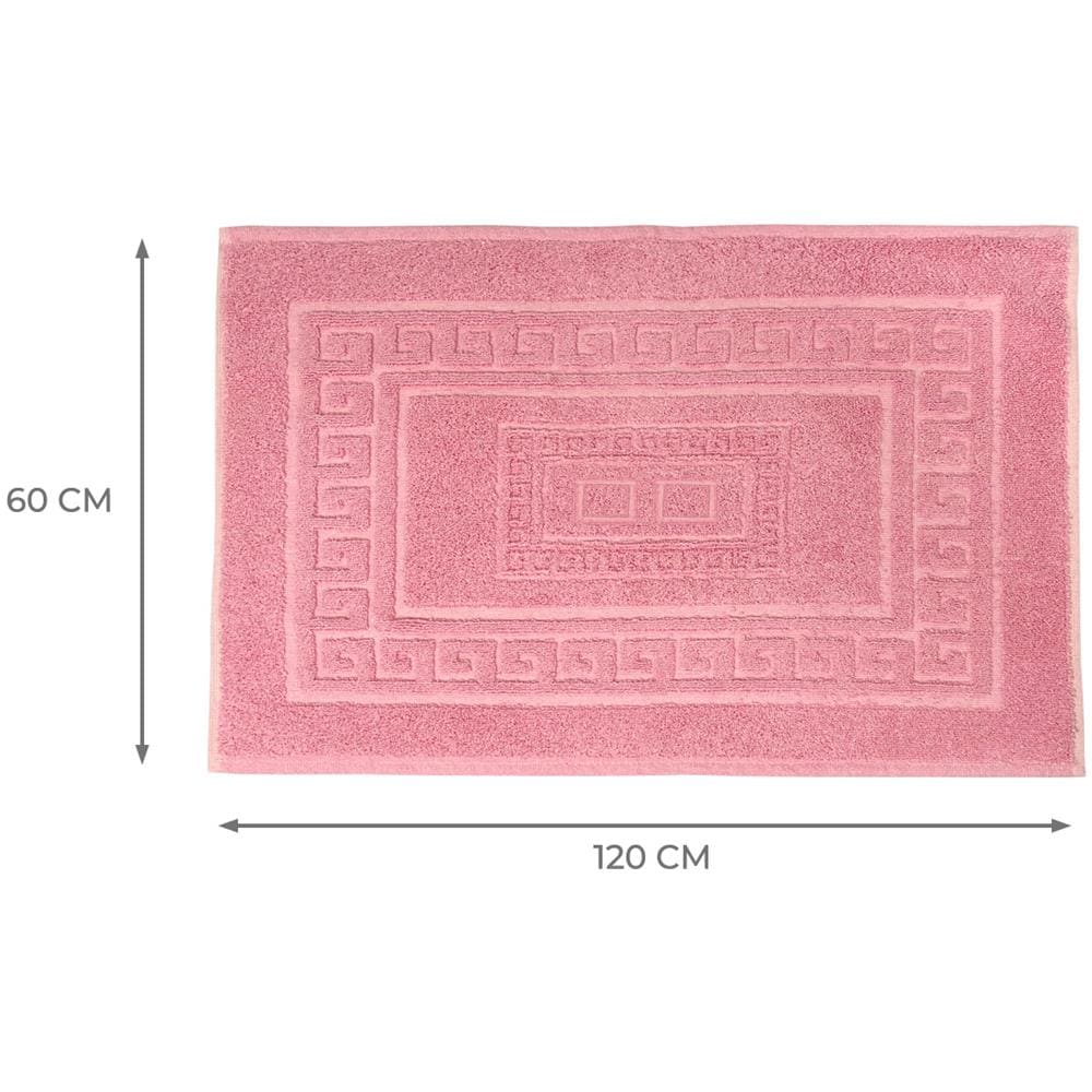 Tappeto Bagno Doccia Spugna Tinta Unita Torino Tappetino Super Assorbente In Cotone Pelo Corto Con Greca 60x120 Rosa - Foto 5