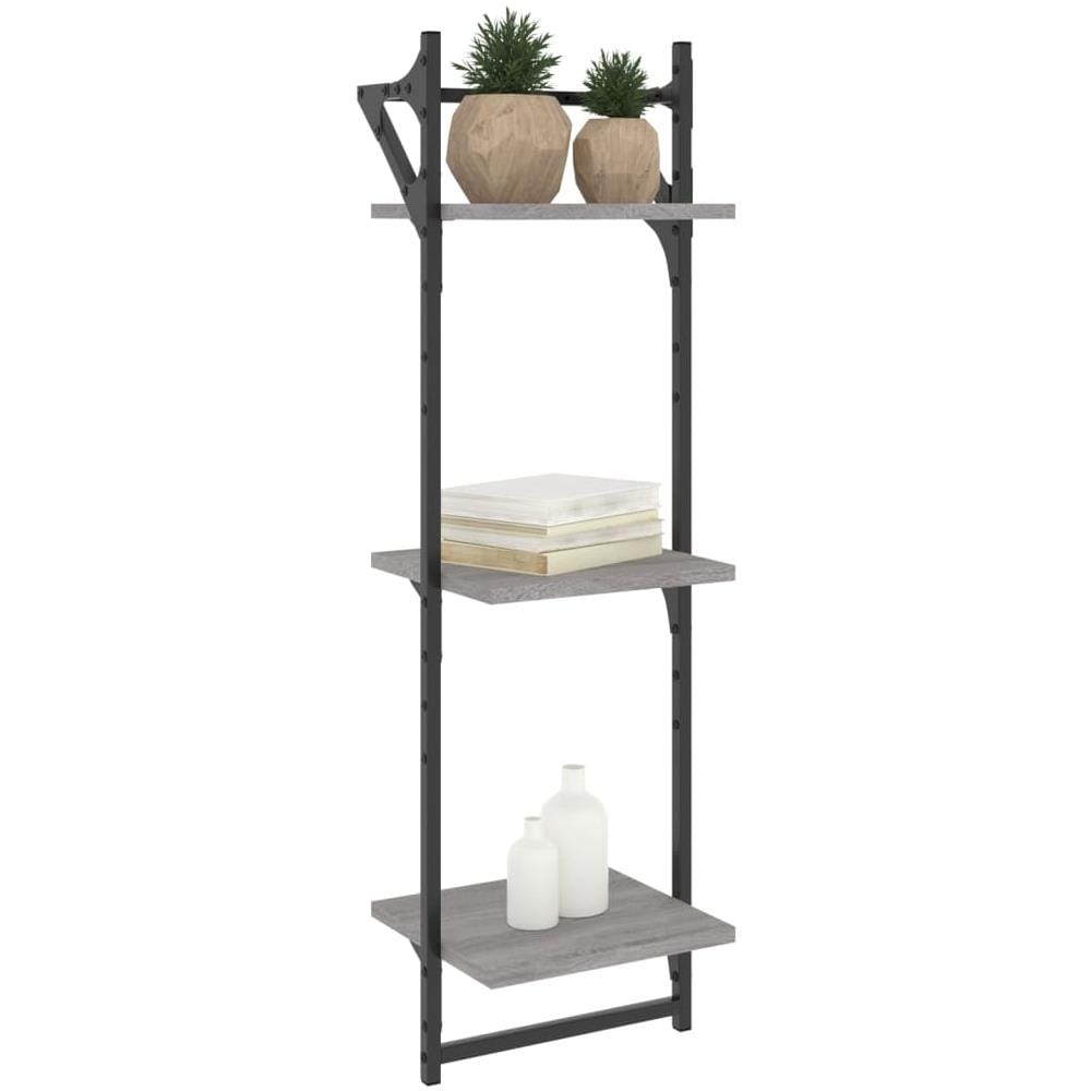 Mensole A Parete Con Aste 2pz Grigio Sonoma 30x25x100 Cm - Foto 3