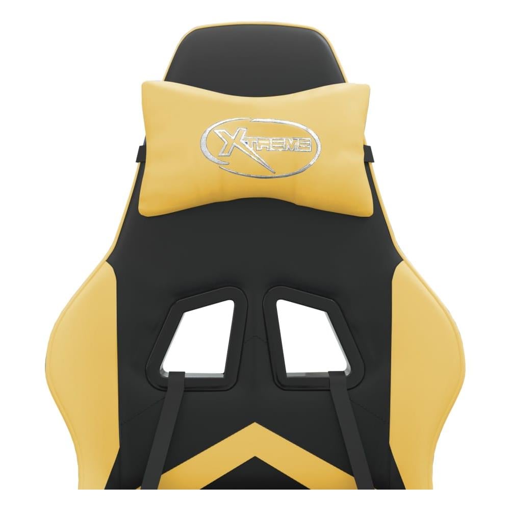 Sedia da Gaming Girevole con Poggiapiedi Nero e Oro Similpelle - Foto 8