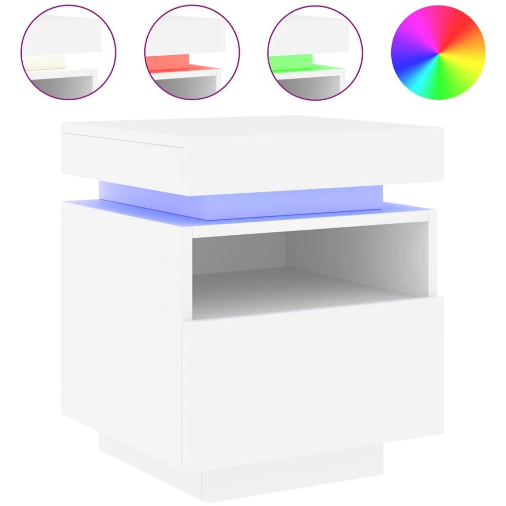 Comodino Con Luci Led Bianco 40x39x48,5 Cm - Foto 2