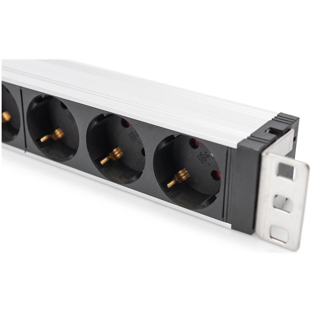 Presa multipla con profilo in alluminio e protezione contro le sovratensioni, filtro di rete integrato, 6 prese munite di messa a terra, cavo - Foto 2