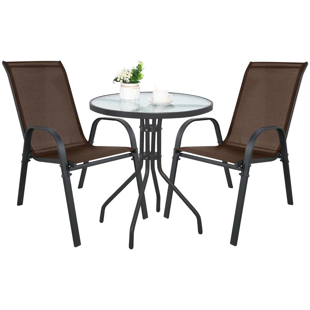 Set da tavolo da giardino ISLAND con 2 sedie SOFIA marroni - Foto 1