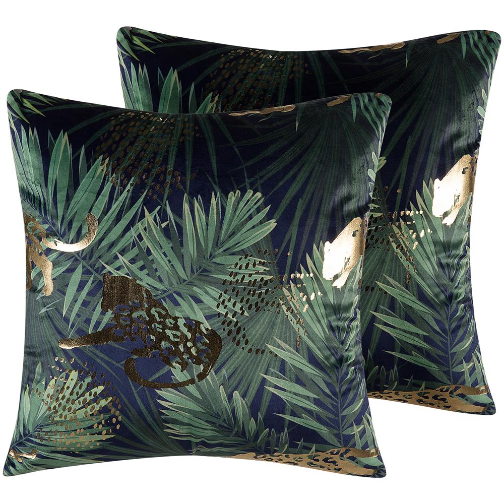 Set Di 2 Cuscini Decorativi Verde Scuro 45x45 Cm Bellerose - Foto 1