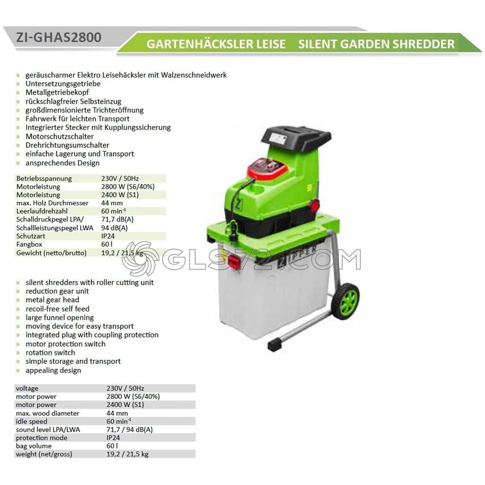 Biotrituratore Elettrico A Rullo Giardino 2800w Taglio 44mm Zi-ghas2800 - Foto 2