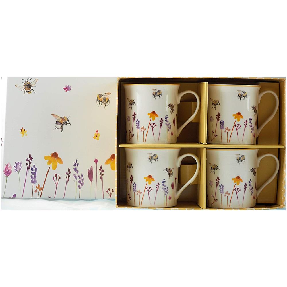 Tazze Di Design Delle Api Affollate A Colori Dell'acqua Piccole E Pavibili (set Di 4) - Foto 1