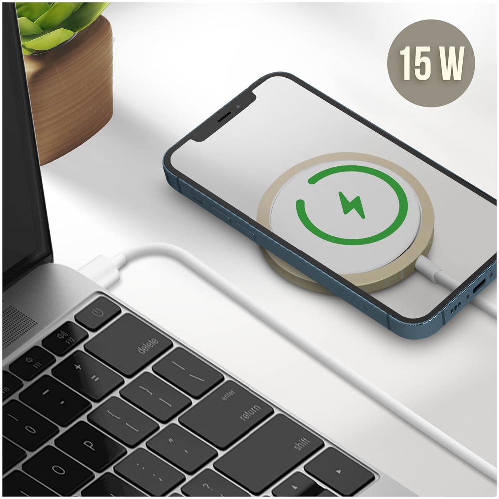 Caricabatterie Magsafe Iphone Carica Wireless Magnetica Potenza 15w Guess - Oro - Foto 2