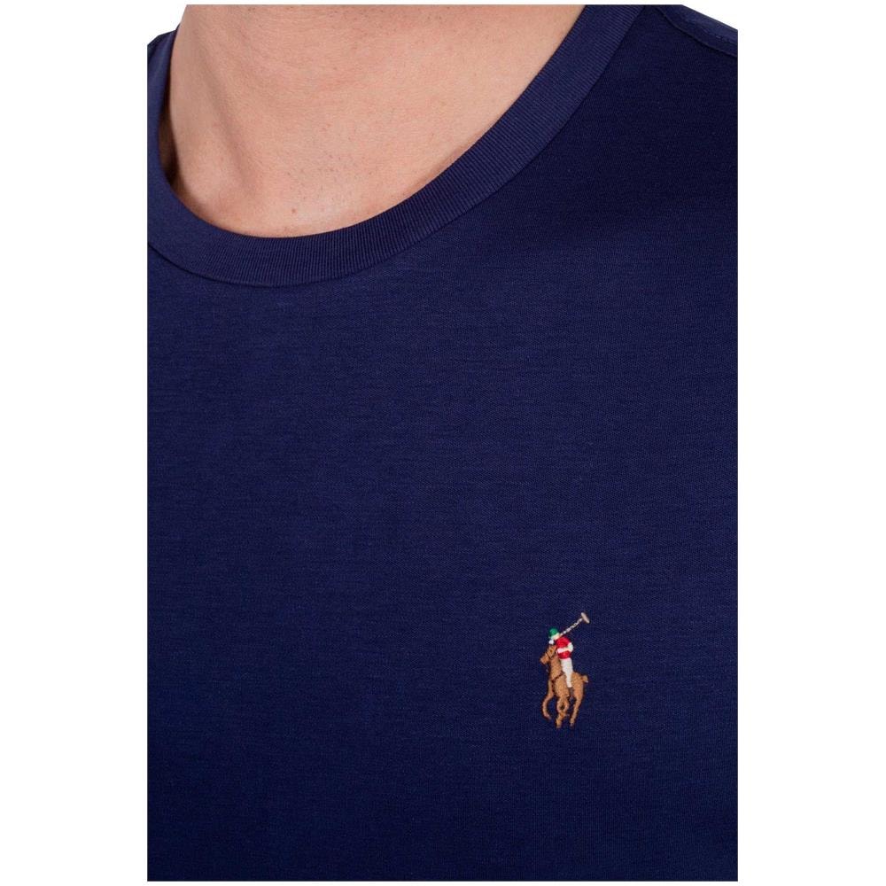 Uomo - T-shirt Signature In Cotone Pima Blu Navy - Foto 4