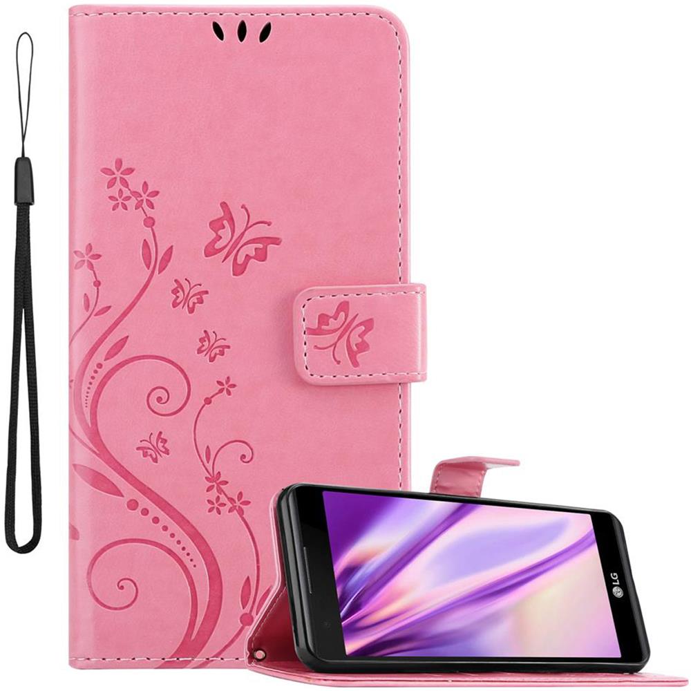 Custodia Compatibile Con Lg Xpower In Rosa Fiore - Coperchio Protettivo In Design Floreale Con Chiusura Magnetica, Funzione Stand E Slot Per Carte - Foto 1