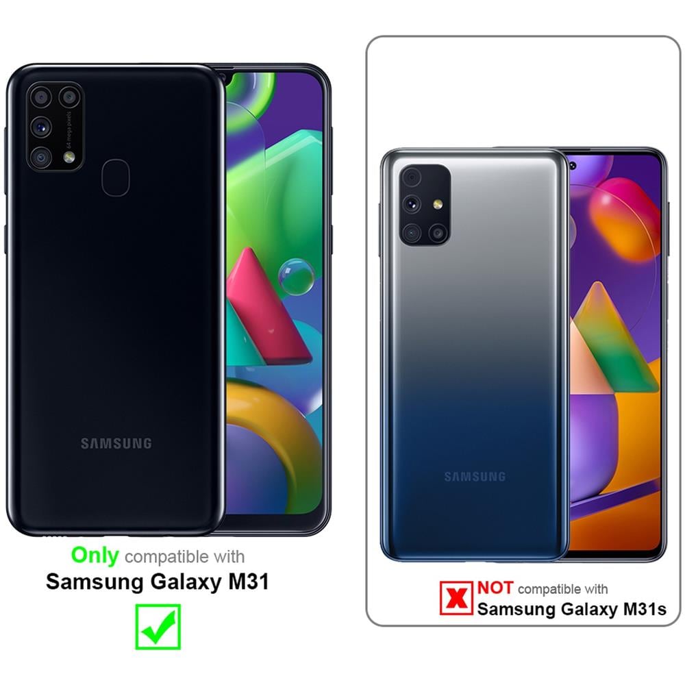 Custodia Compatibile Con Samsung Galaxy M31 In Nero Carbone - Coperchio Protettiva Con Chiusura Magnetica, Funzione Stand E Tasca Per Le Carte - Foto 2