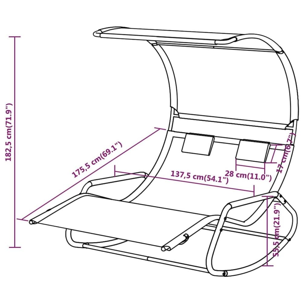 Lettino Prendisole Doppio A Dondolo E Baldacchino Nero E Crema - Foto 5