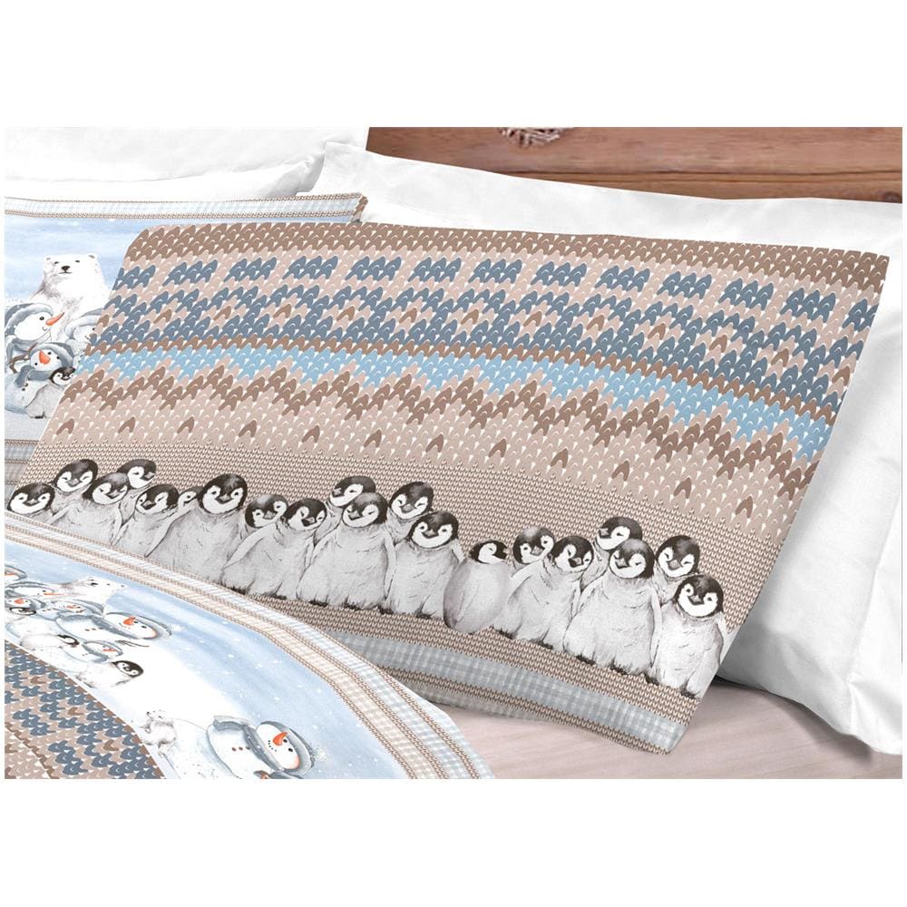 Completo Lenzuola Flanella Pensieri Delicati 100% Cotone Disegno Inverno Polare Singolo Beige - Foto 2