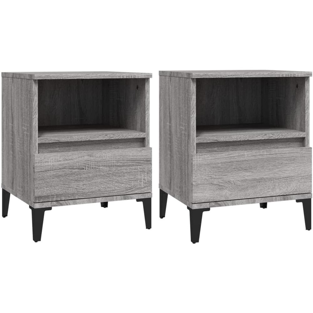 Comodino 2 Pz Grigio Sonoma 40x35x50 Cm - Foto 2