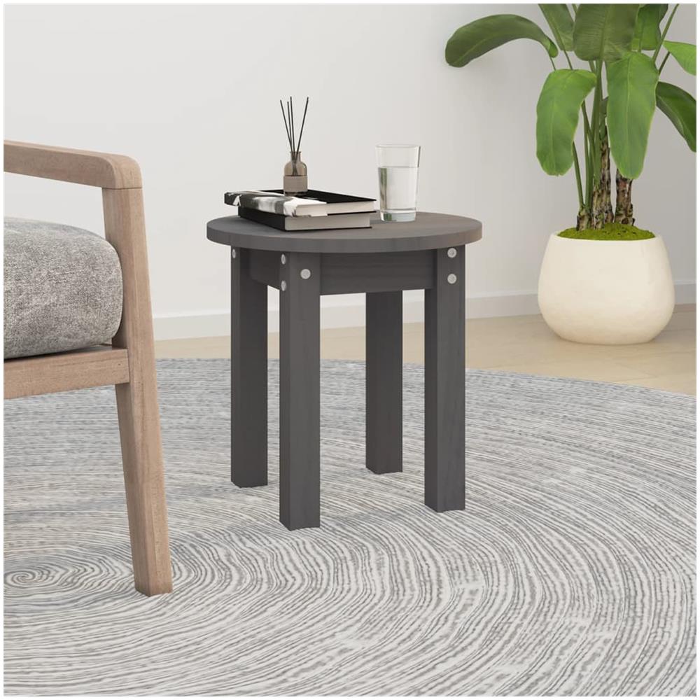 Tavolino Da Salotto Grigio 35x35 Cm In Legno Massello Di Pino - Foto 1