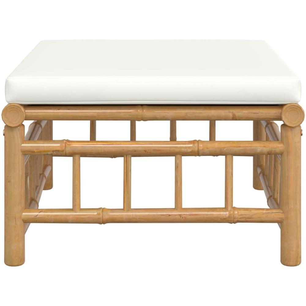 Poggiapiedi Da Giardino Con Cuscino Bianco Crema In Bambù - Foto 2