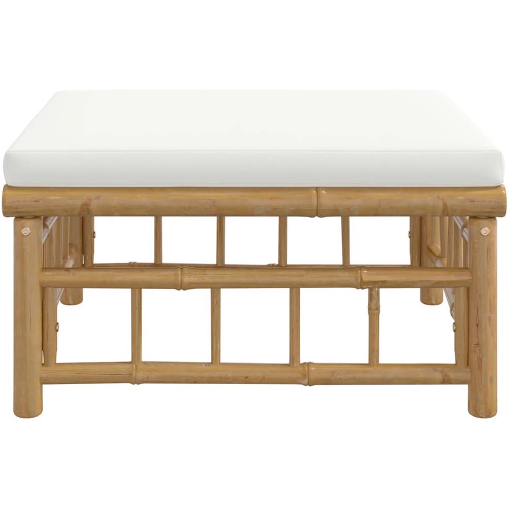 Poggiapiedi Da Giardino Con Cuscino Bianco Crema In Bambù - Foto 5